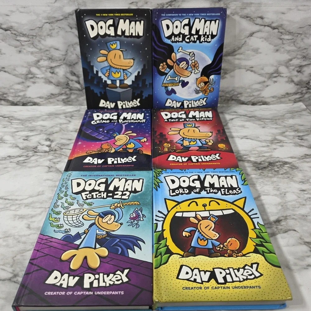Dog Man Books Lot of 6 Hardcover Dav Pilkey Graphic Novels Pre-Owned Scholastic
